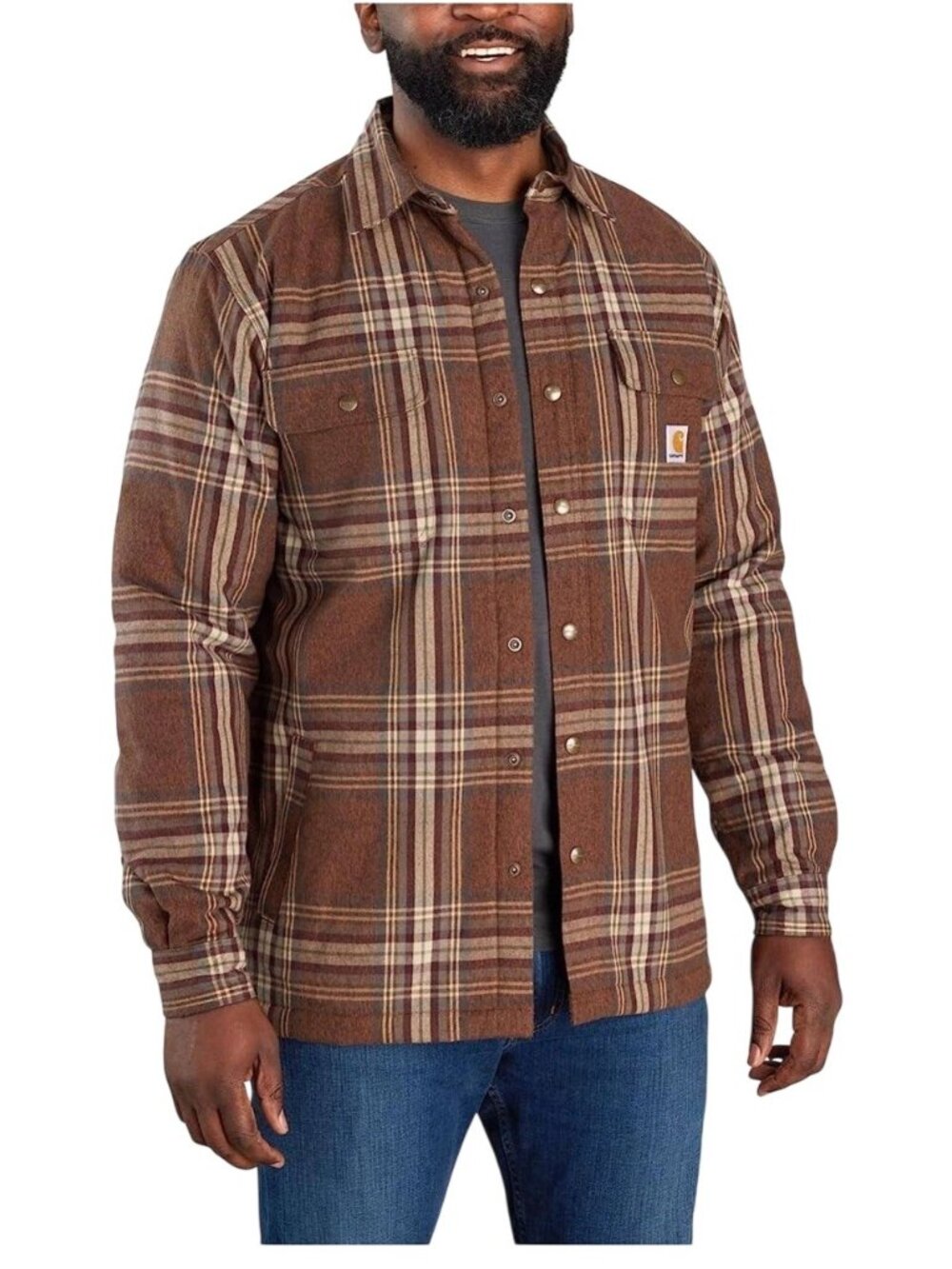 Carhartt Relaxed Fit Sherpa Lined Flannel Heavy Shirt Jacket Snap Mens 3XL TALL